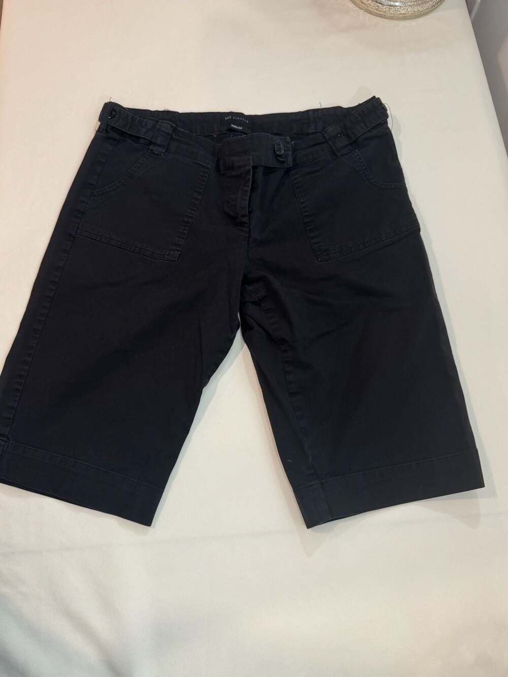 Black Utility Bermuda Shorts Patch Pockets Casual Stretch Size 10